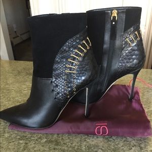Sergio Rossi Black Leather Booties, Size 9.5